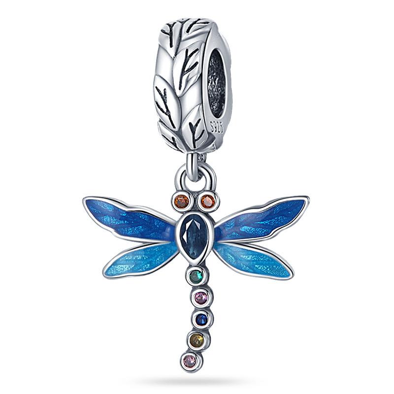 Authentic Copper Colorful Butterfly Dragonfly Charm Beads For Brand Original Bracelet Beautiful Diy Making