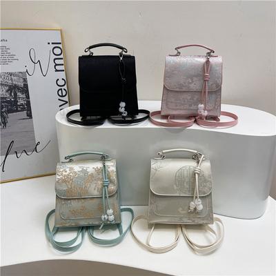 New Summer Simple Schoolbag Chinese Style Student Niche Fashion Fashion Backpack for Women Hand-held Travel Backpack