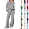 Women's Sportswear Suit Fall Oversized Half-Zip Sweatshirt Wide Leg Sweatpants Casual Suit Sportswear
