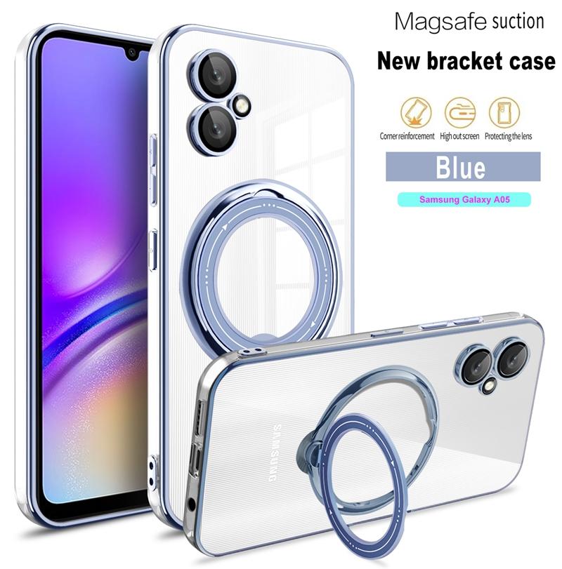 

Роскошный чехол с покрытием Magsafe для беспроводной зарядки Samsung Galaxy A05 A05S A15 A25 A35 A55 с прозрачным магнитным кольцом и бампером For A25 Global синий
