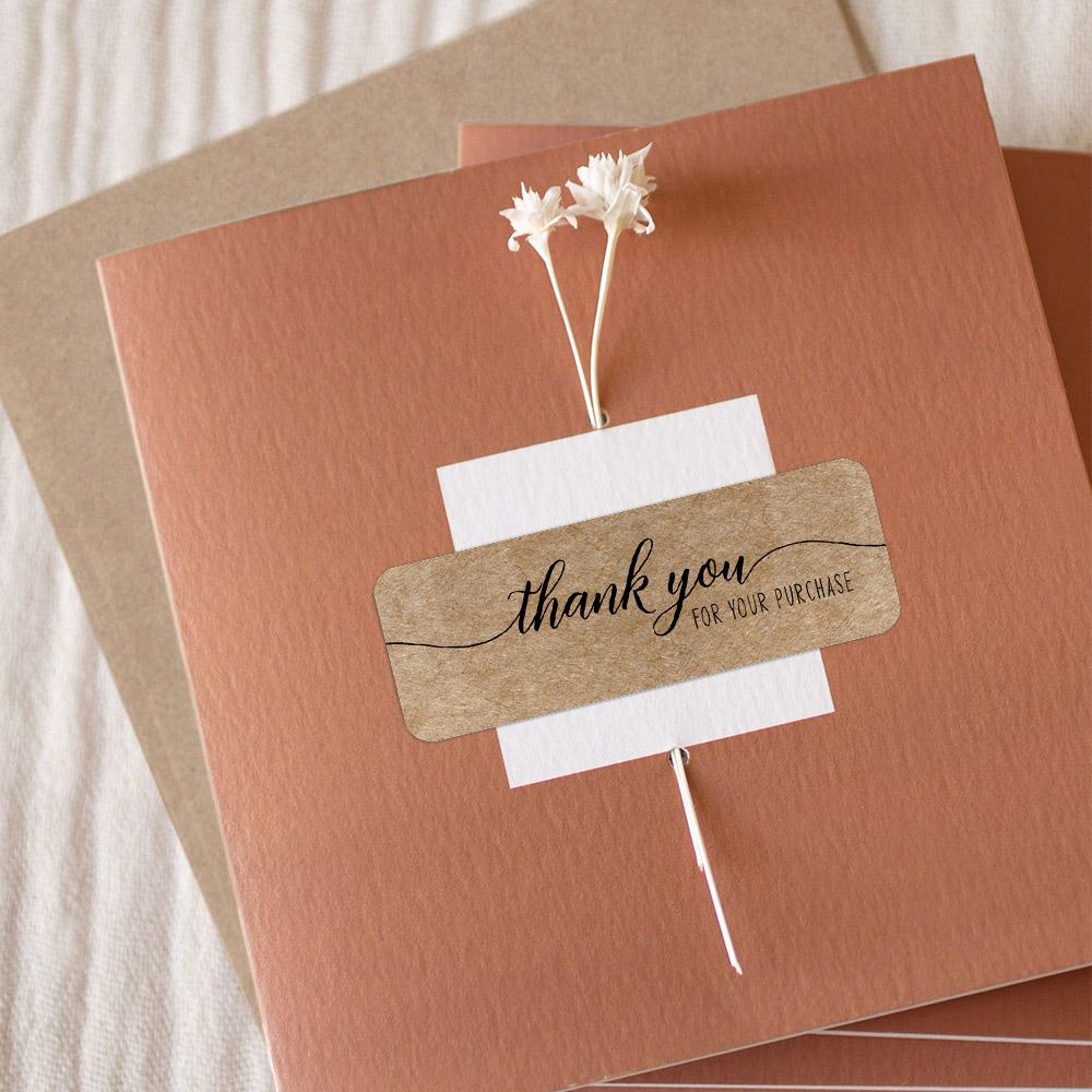 120PCS/Roll Rectangle Envelope Sealing Stationery Handmade Labels Kraft Paper Decals Thank You For Your Order Stickers Business