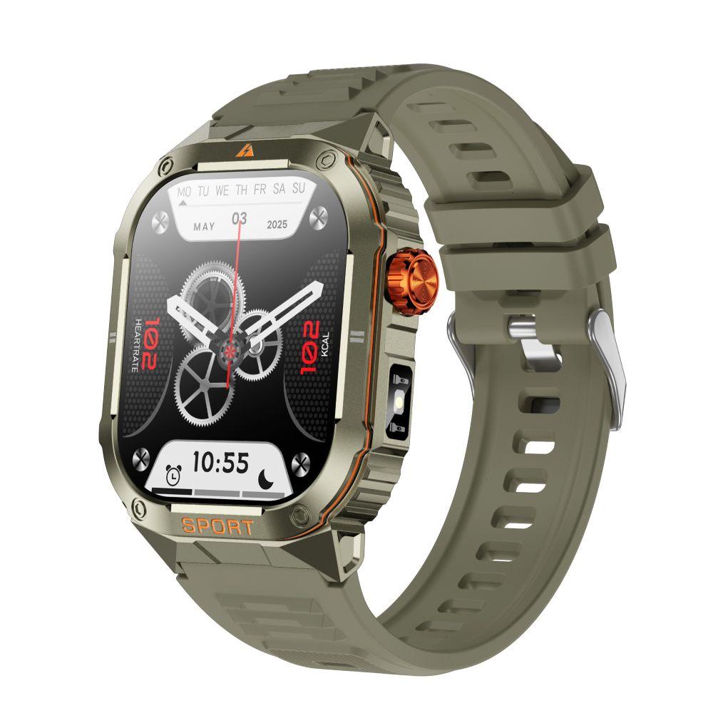 QTLLBT Ceas inteligent militar cu apel Bluetooth, rezistent la apă IP67, monitor de ritm cardiac și tensiune arterială, monitor de fitness și pedometru bărbați femei