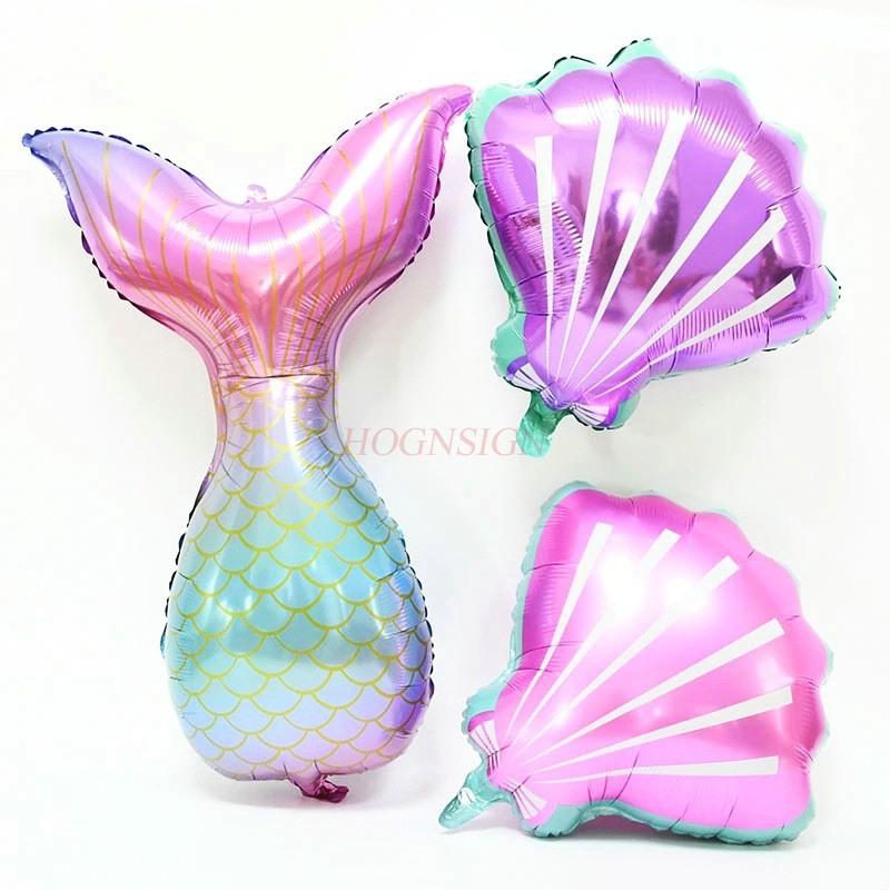 Mermaid Tail Arch Balloon Chain Theme Baby Birthday Ocean Party Background Decoration Decoration Aluminum Film Balloon