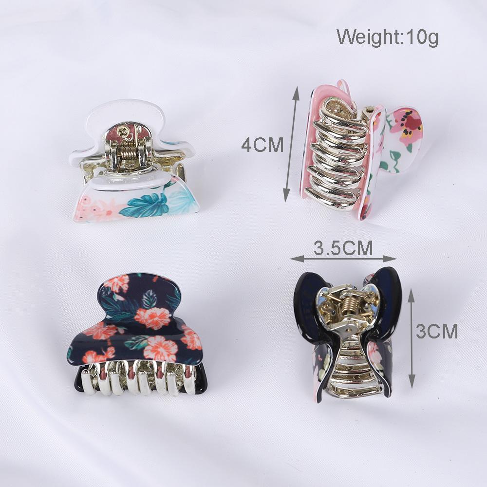 Acrylic Floral Sweet Small Hair Claw Clips Women Girls Plastic Print Crab Barrettes Clips Hair Clamps Hairpins Hair Accessories