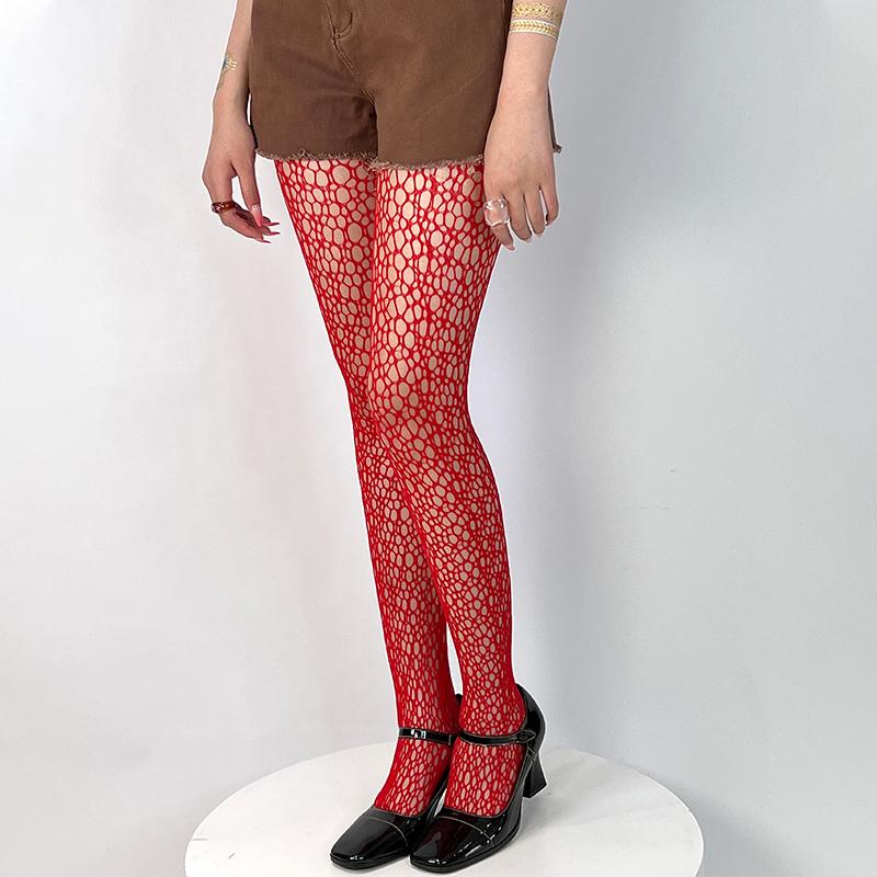 Y2K Mode Gotisch Blume Ausgeschnitten Sexy Strumpfhose Damen Netzstrumpfhose Weinrot Ins Heiße Mädchen Jk Strumpfhosen Hohe Elastizität Hipster Leggings One Size gray
