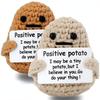 1 PCS Positive Energy Potato Mini Handmade Plush Knitted Doll with Card Fun Stress Relieving Knitted Doll Home Decoration