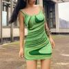 Stylish Fashion Sexy Beach Summer Fashionable New Women's Clothing Sexy Asymmetrical Water Ripple Print Sling Bodycon Dress