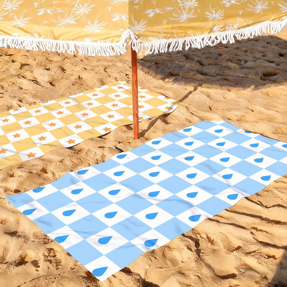 Cute Checkered Pattern Towel Quick Drying Beach Towels Are Suitable For Swimming Pools Camping Yoga And The Gym