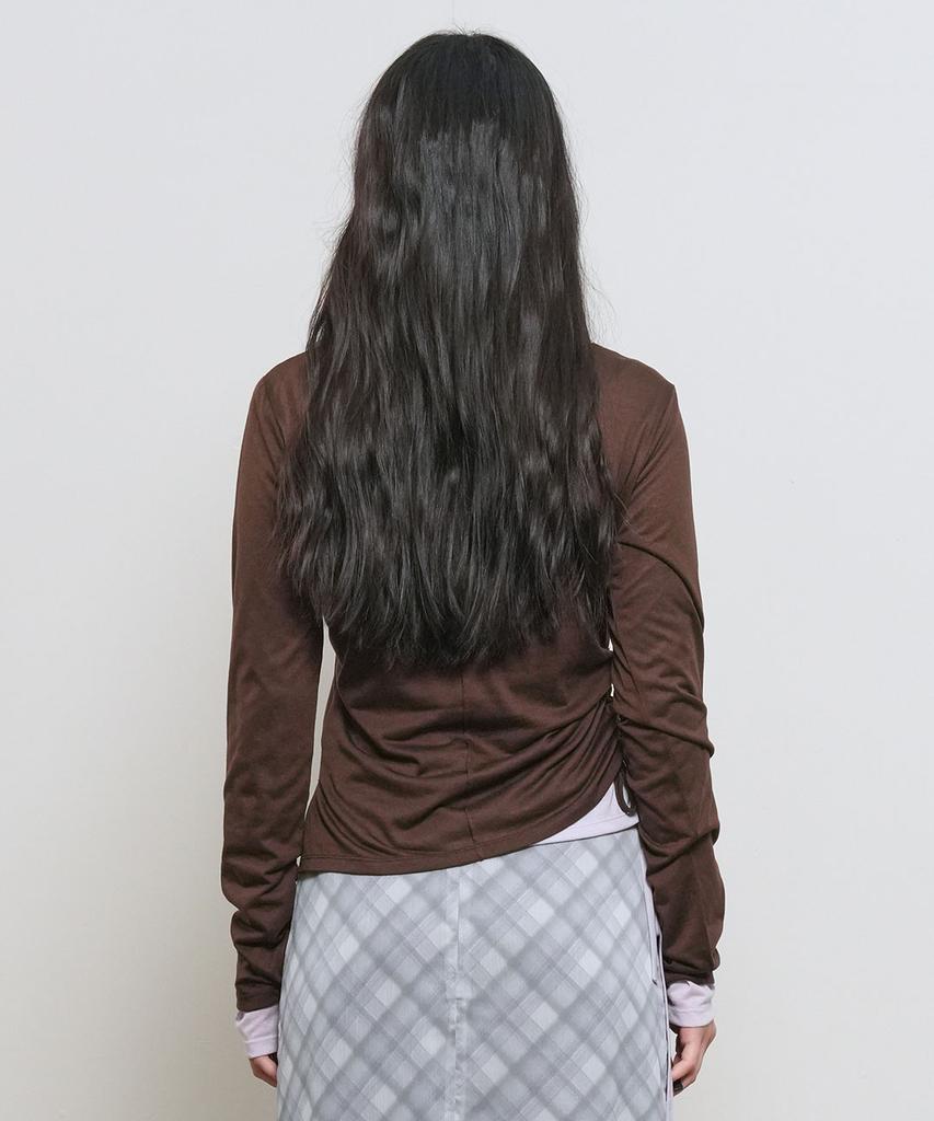 GENERALIDEA Shirred Long Sleeve T-Shirt [Brown] / Gf2Lts517
