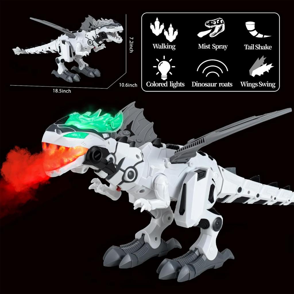 Dinosaur Toys for Kids 3-5, Electric Walking Dinosaur Toy with Fire Breathing & and Roar Sounds for Kids 2-4-7 8 9 Years Old Birthday Gift, Realistic