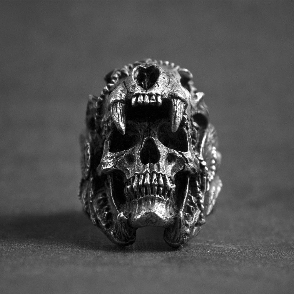 Men s Ring - Retro Blaze Skull Bone 7 серебряный
