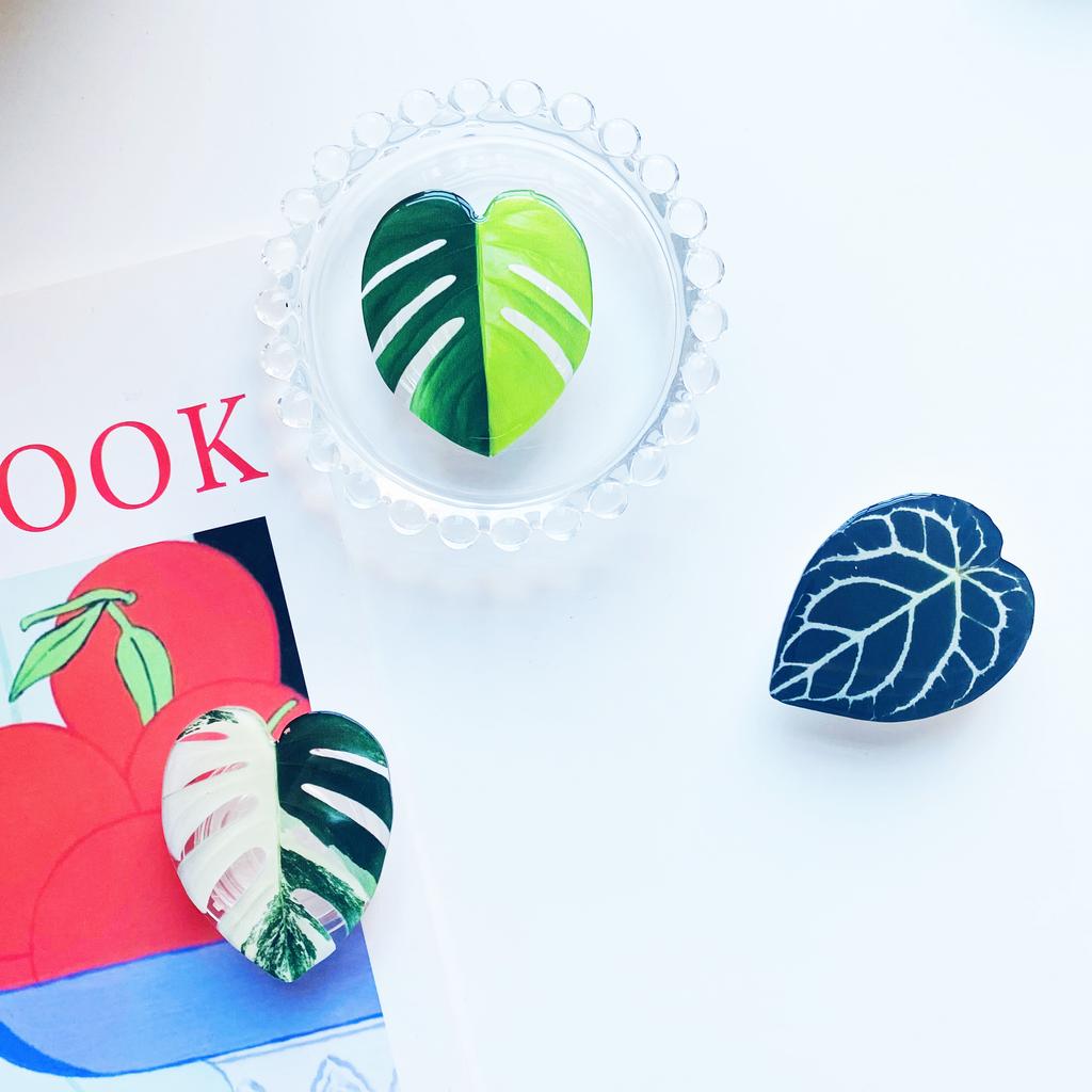 Popular Acrylic Phone Socket Griptok Foldable Eject Cell Phone Holder Stand Plant Leaf Design Custom Phone Grip