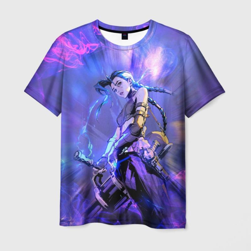Cartoon Anime Arcane League Jinx Graphic 3D Printed T-shirt Men Women Short Sleeve O-Neck Tee Shirt Casual Harajuku Top Clothing