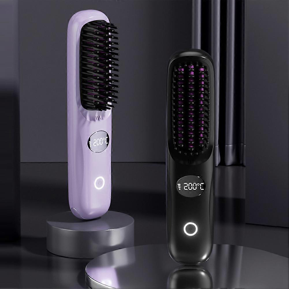 Wireless Hair Straightener Brush Hair Electric Negative Ions Ceramic Hot Comb for Home Travel
