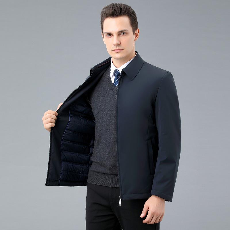 

Men s Winter Lapel Lightweight Down Jacket – Warm, Zipper Outerwear for Middle-Aged Dads XXXL зелений