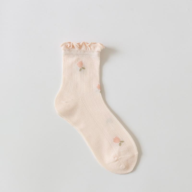 

Носки для беременных в японском стиле с цветочным узором - Летние, Свободные, Тонкие, До середины икры для беременных/послеродовых женщин One Size