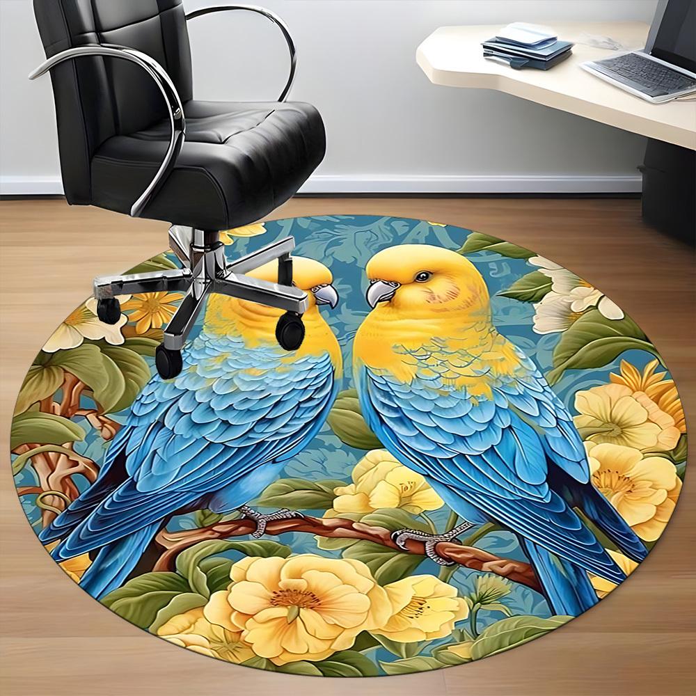 1PC Parrot Floral Office Round Area Rug, Indoor Mat Suitable For Office, Under Office Chairs Bedroom Living Room Home Decor, Room DecoT1223063