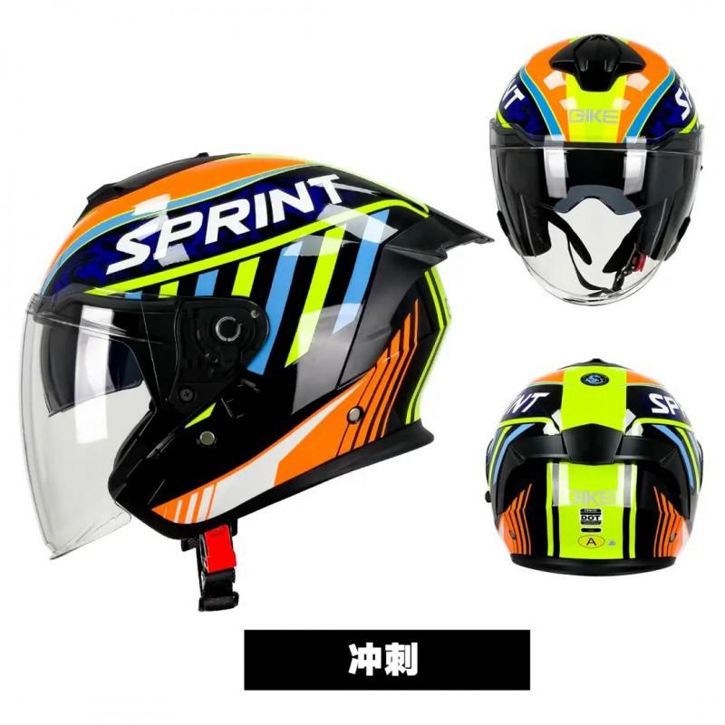 Motorcycle Helmets Half-helmets Men Women Built-in Double Lenses Covered Motorcycles Three-quarters Riding Electric Vehicles