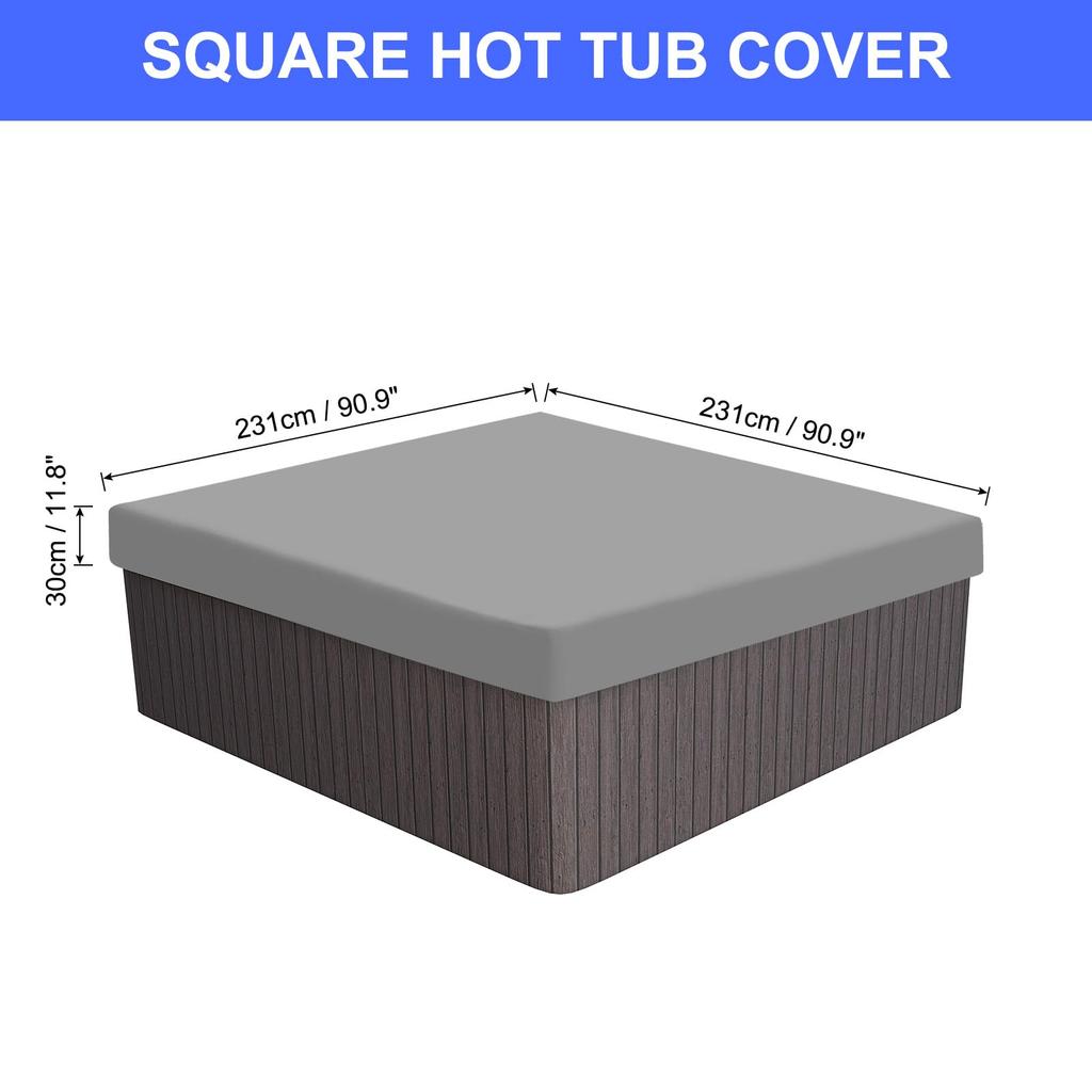 PATIKIL 231x231x30 cm Square Hot Tub Cover, 210D Oxford, Waterproof, Dustproof, SPA Cover Protector, Patio Furniture Cover, Hot Tub, Outdoor/Indoor Us