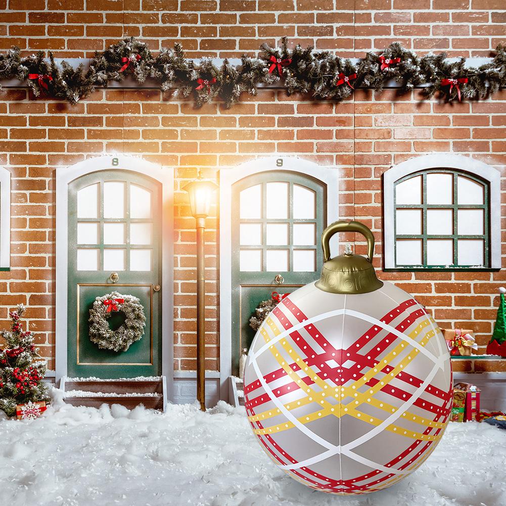 60CM Christmas Inflatable Ball Xmas Tree Decorative Ball PVC Giant Big Large Balls Toy New Year Party Courtyard Ornaments 2025