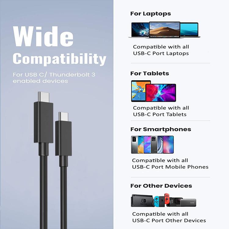 Super Speed 20Gbps Data Transmission 4K Video 240W 100W 5A Fast Charging USB C Cable To USB C Kabel Nylon Braided