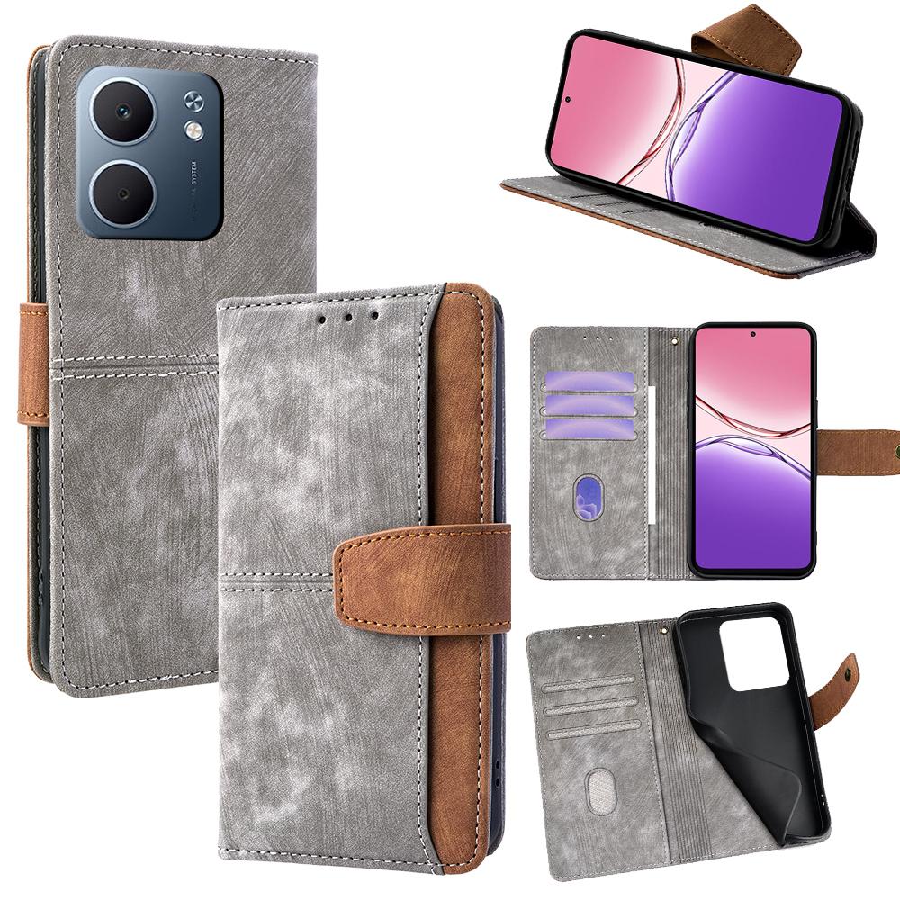 For Oppo A5x 5G Case RFID Blocking Color Splicing PU Leather Wallet Phone Cover