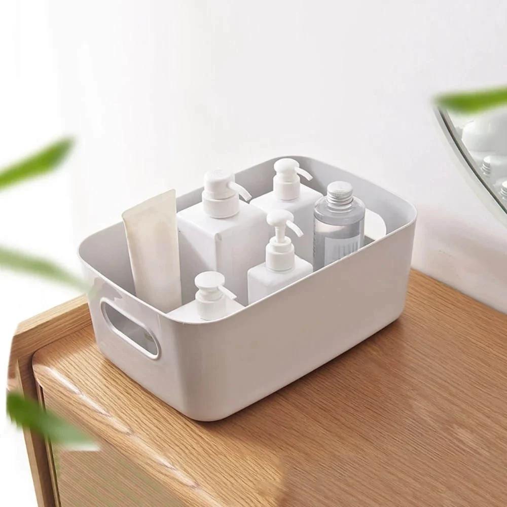 1Pc Desktop plastic cosmetic storage box Bathroom kitchen storage basket S-L Dormitory miscellaneous storage box