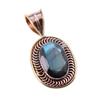 Natural Labradorite 925 Solid Sterling Silver Jewelry TwoTone Pendant 1.50" y9F69