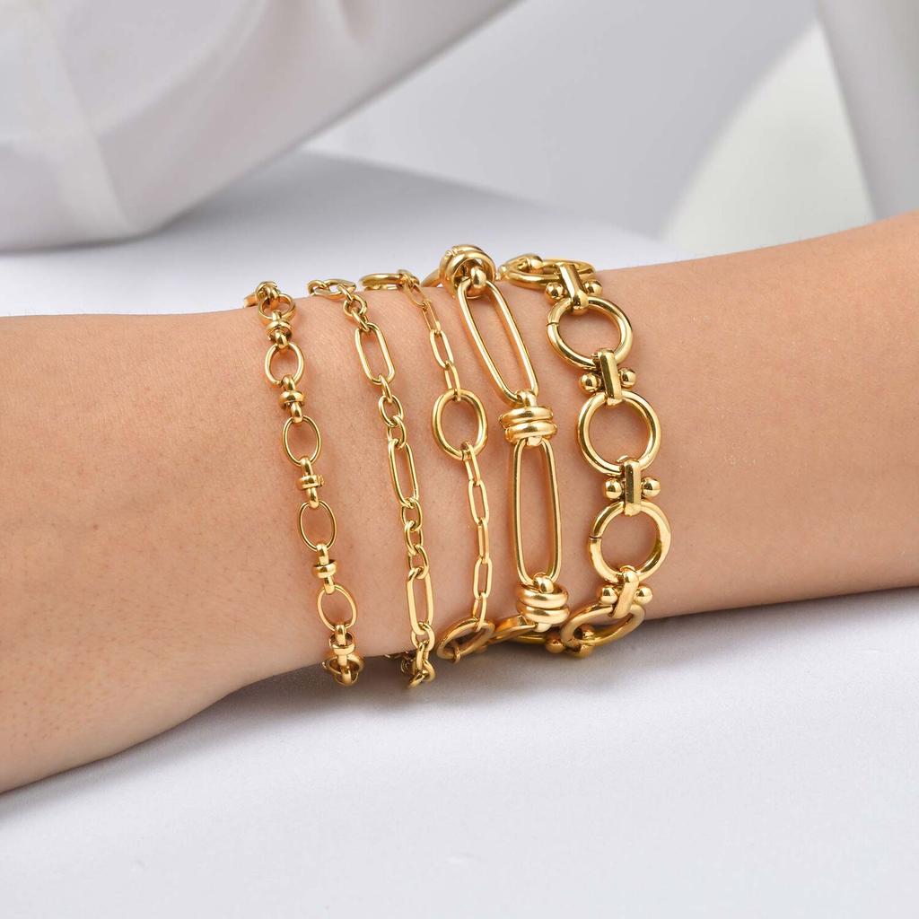 Vnox Stainless Steel Stackable Chain Bracelets, Classic Gold Color Never Fade Link Bracelet, Daily Causal Wear