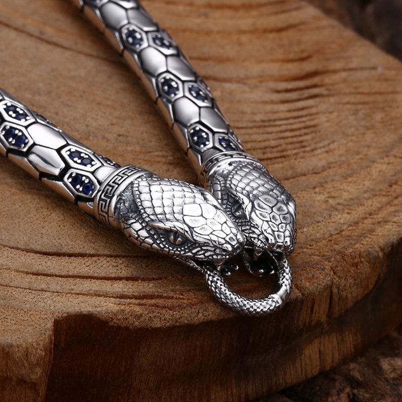 Yan Yu 2024 Retro Blue Zircon Snake Chain Unisex High-End Trend Jewelry