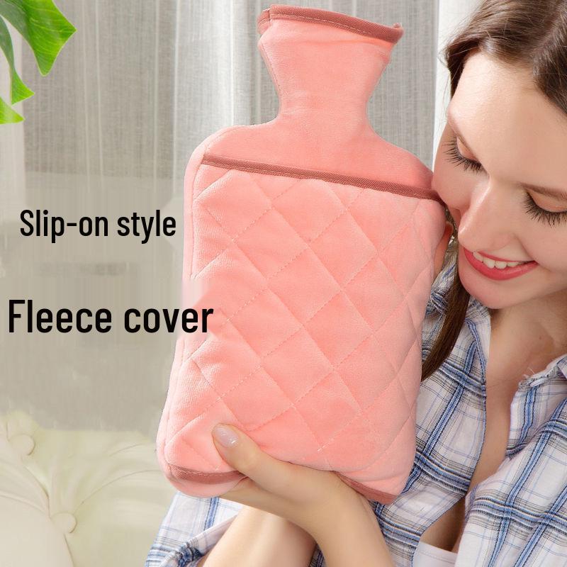 Thickened Velvet Hot Water Bottle with Hand Inserts for Warmth and Anti-Scald Heat Therapy.
