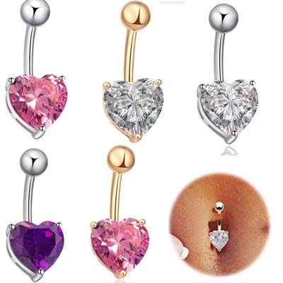 Human Piercing Three -Claws Love Vermiculite Umbilical Ring Peach Heart Belly Button Ring Navel Buckle