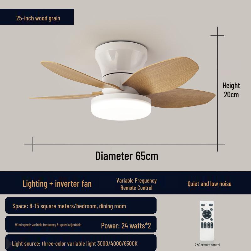 Japanese-Style Silent Ceiling Fan Light for Bedrooms, Dining, and Living Rooms - Modern Adjustable Pendant Design