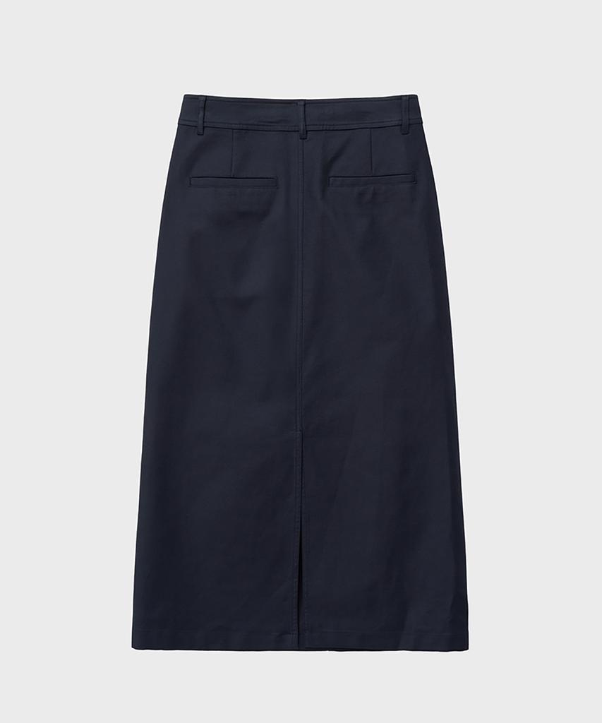 NOIRER FOR WOMAN Heavy Chino Midi Skirt (Navy)