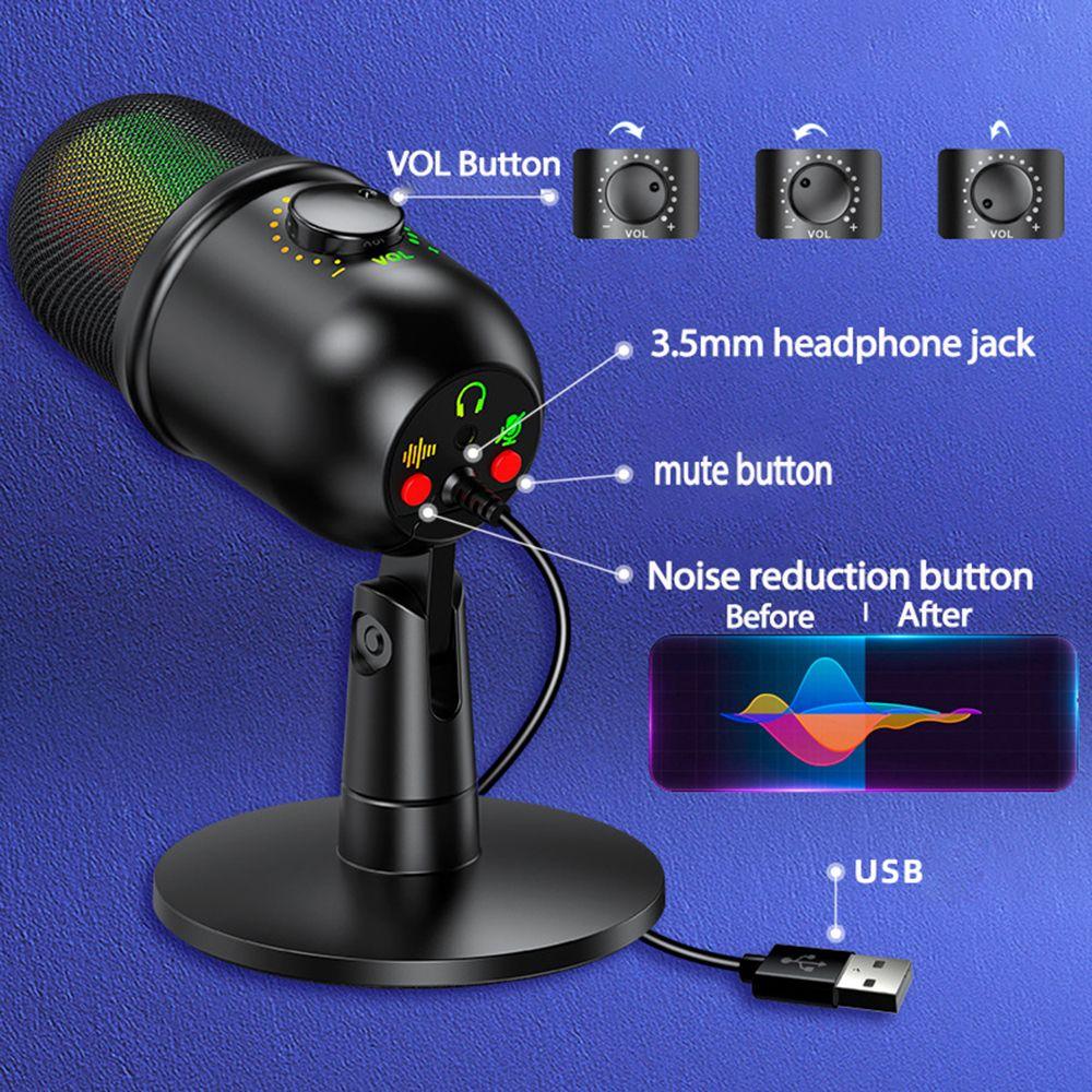 

С ушным монитором RGB подсветка V5 Конденсаторный микрофон Настольный микрофон USB Конденсаторный микрофон