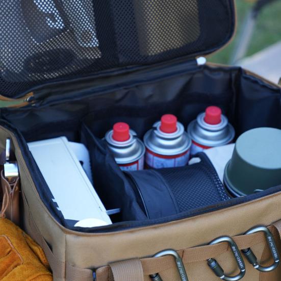 Tactical Camping Storage Bag 42L Utility Organizer Tote with Dividers Waterproof Oxford Fabric Collapsible Cookware Organizer for Camping Travel Car