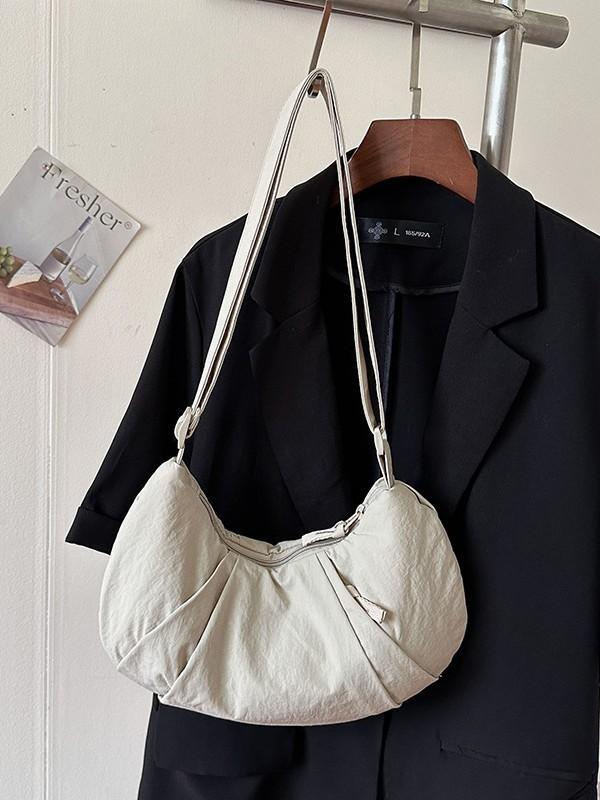Borsa a tracolla casual in nylon da donna con chiusura a cerniera e tasca per telefono