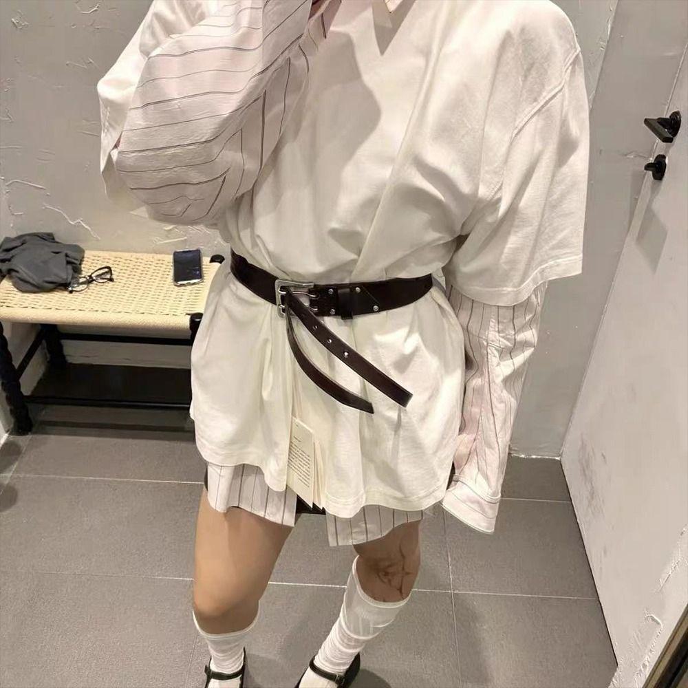 Y2K Leather Belt Personalized Waist Chain Jeans Pants Decor Hiphop Jeans Belt