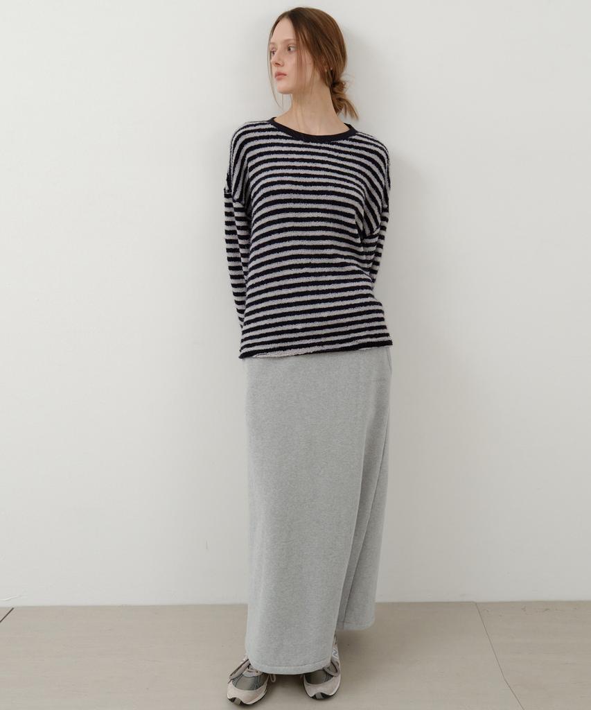 Wednesday Oasis For Woman Warm-Up Basic Fleece-Lined Long Skirt_Melange Gray(W25-Sk04)