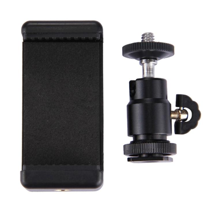 PULUZ 1/4 Inch Hot Shoe Tripod Head +  Tripod Stand Clamp for iPhone, Samsung, Huawei, HTC, 5.5cm - 8cm Width Smartphones