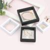 PE Film Black Jewelry Storage Box 3D Packaging Case Gemstone Free Stand Floating Frame Membrane Ring Earrings Necklace Display