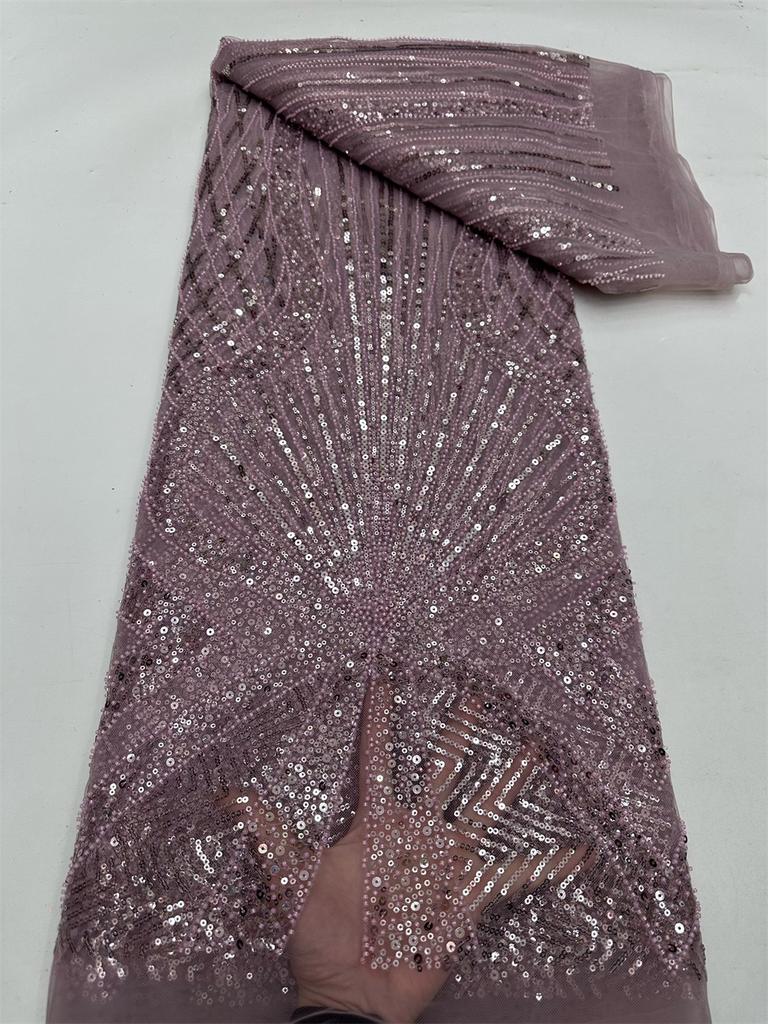 African Sequins Lace Fabric 2026 High Quality Embroidery French Beaded Lace Fabrics Nigerian For Bridal Dress Sewing Material
