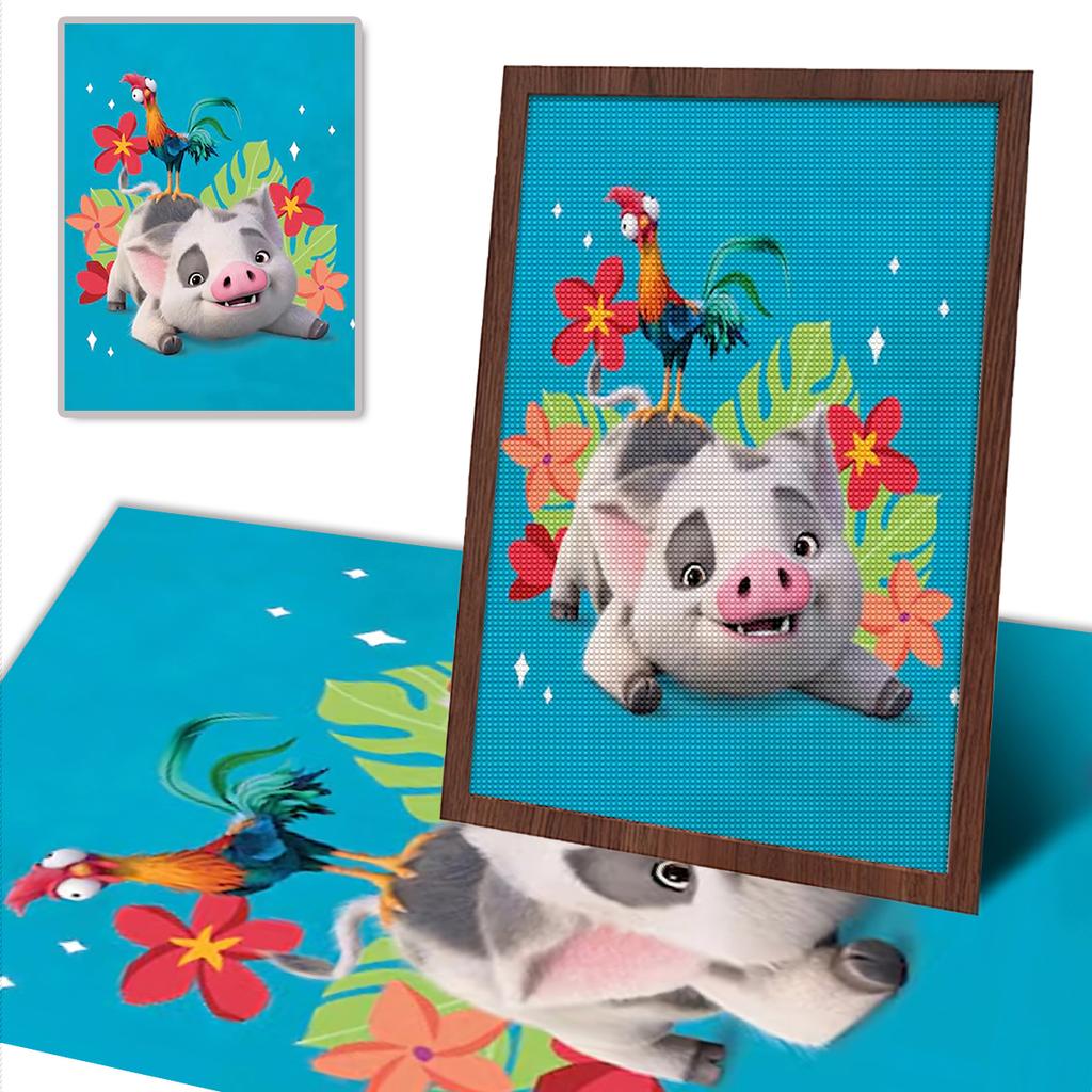 DIY Diamond Painting Little Pig and Little Chicken Cross Stitch Kit Mosaic Art Diamond Painting Full Circle Diamond Home Decoration