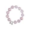 Wishing Your Dreams Come True with Peach Blossom Pink Crystal Heart Bell beads9Silver Bracelet for Female Friends, Unique and Exquisite for Summer