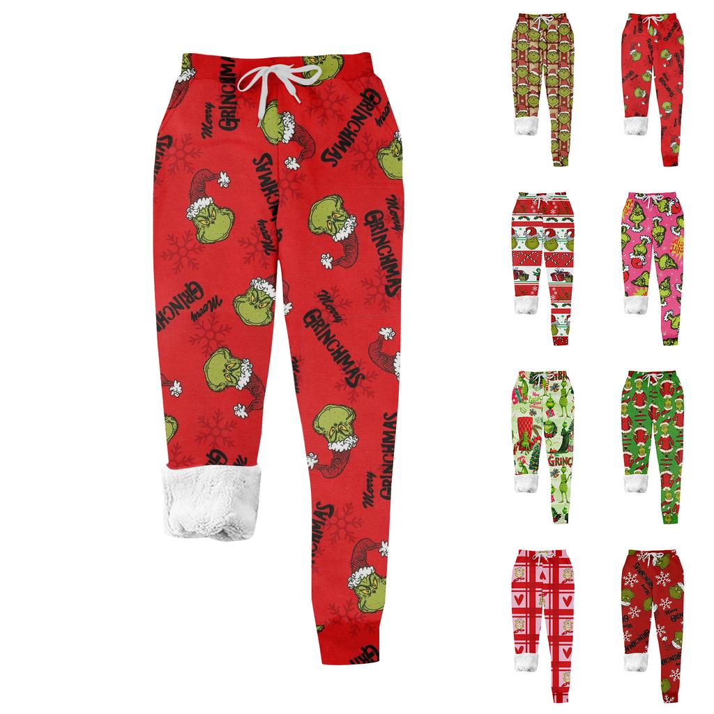 Women's Casual Fashion Home Print Velvet Sweatpants
