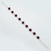 Round Natural Garnet Bracelet, 925 Sterling Silver Bezel Bracelet, Red Gemstone Bracelet, Gift for Wife