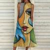 Women Fashion Print Casual Short Sleeve  Loose Ankle-Length Dresses
