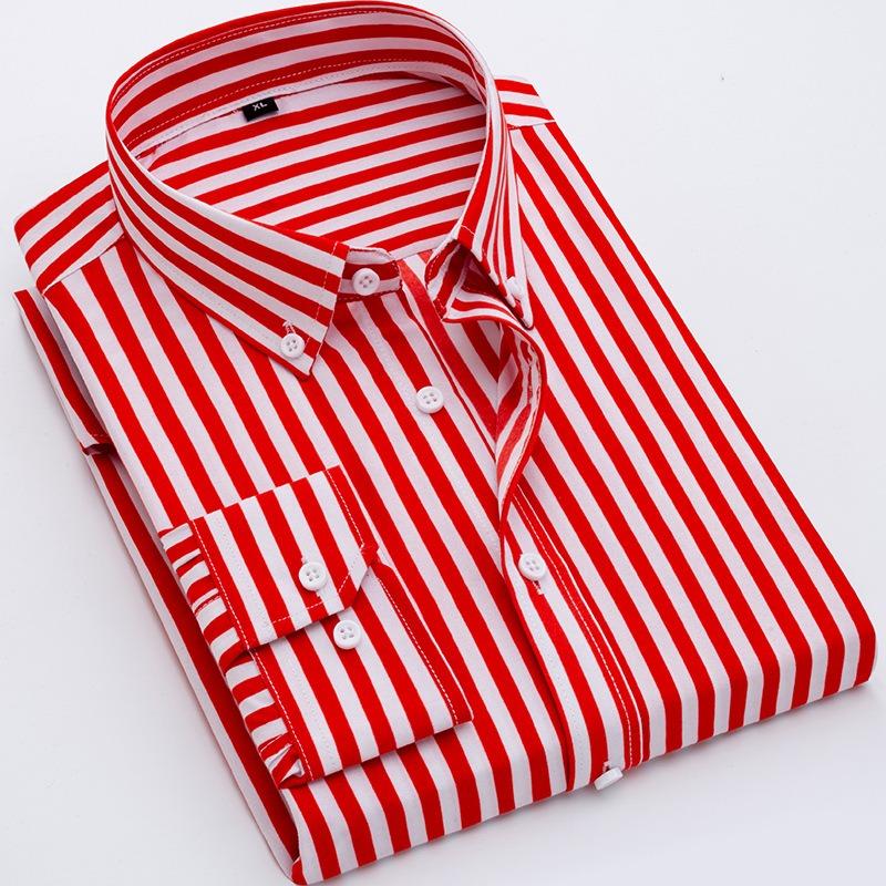 Fashion Striped Printed Long Sleeved Shirt Thin Design Summer Youth Slim Fit Shirt Sun Protection Clothes Trendy Men