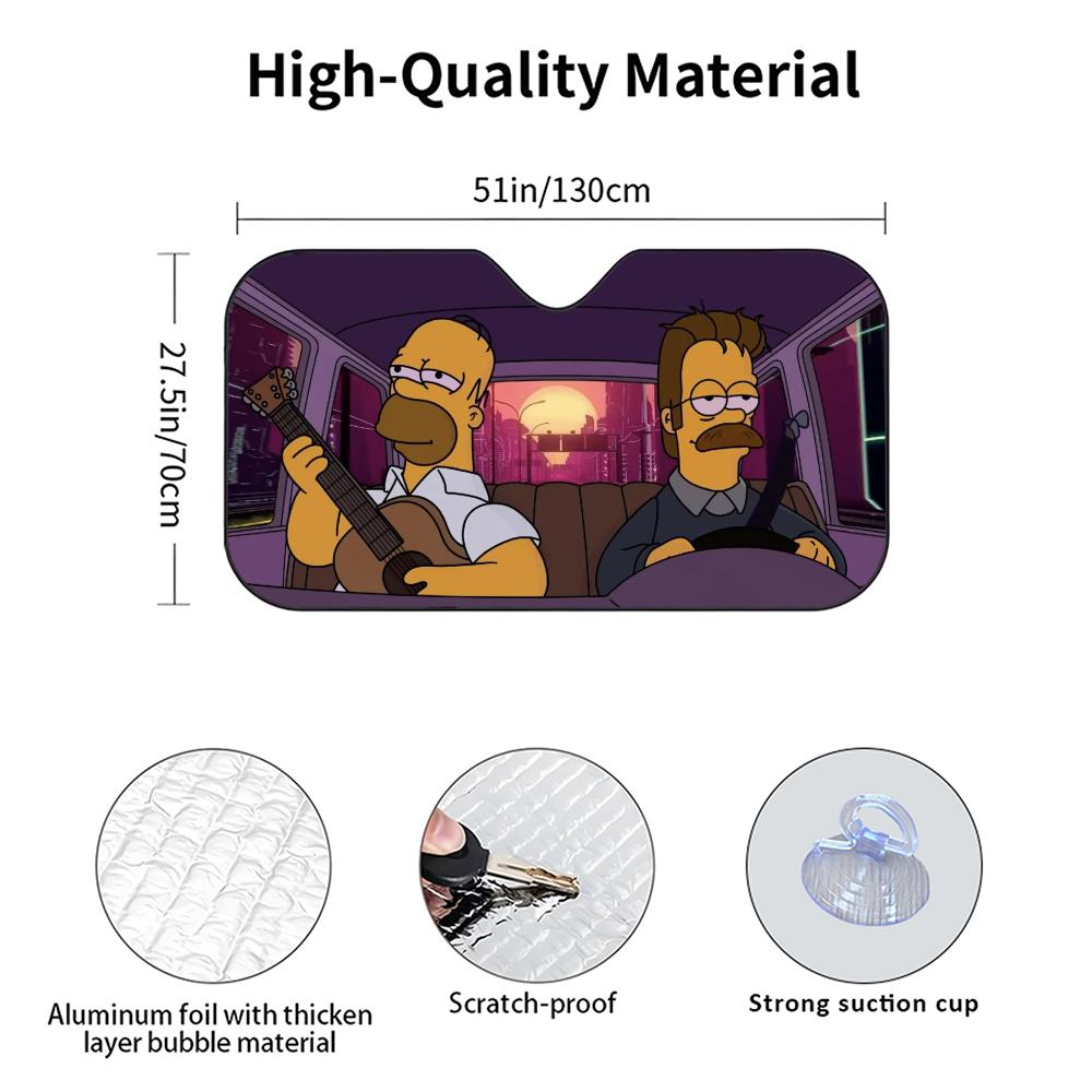 Anime The S-Simpsons Sun Visor Reusable Aluminum Foil Car Windshield Sun Visor UV Protector Heat Insulation Cover Shade