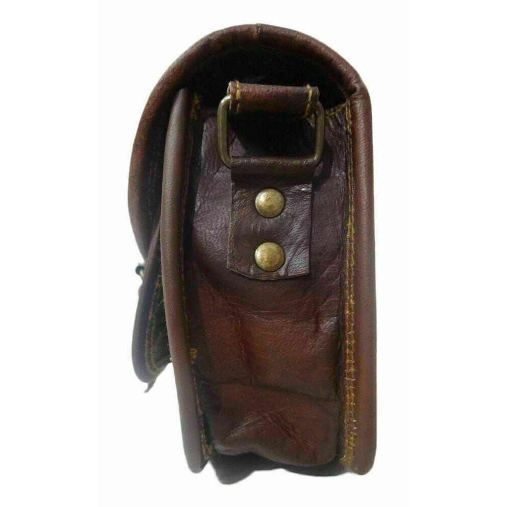 Vintage taška na sedlo Taška přes rameno z pravé kozí kůže Brown Messenger přes rameno